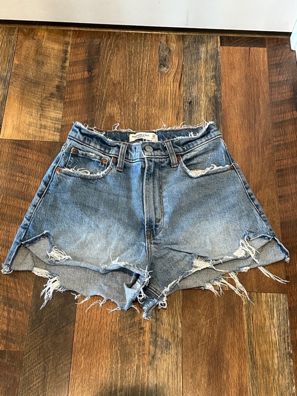 Abercrombie & Fitch Distressed Light Blue Denim Cutoff Shorts